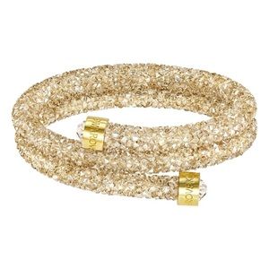 Swarovski Crystal "Dust" Golden Crystal Wide Coil Bracelet in Goldtone